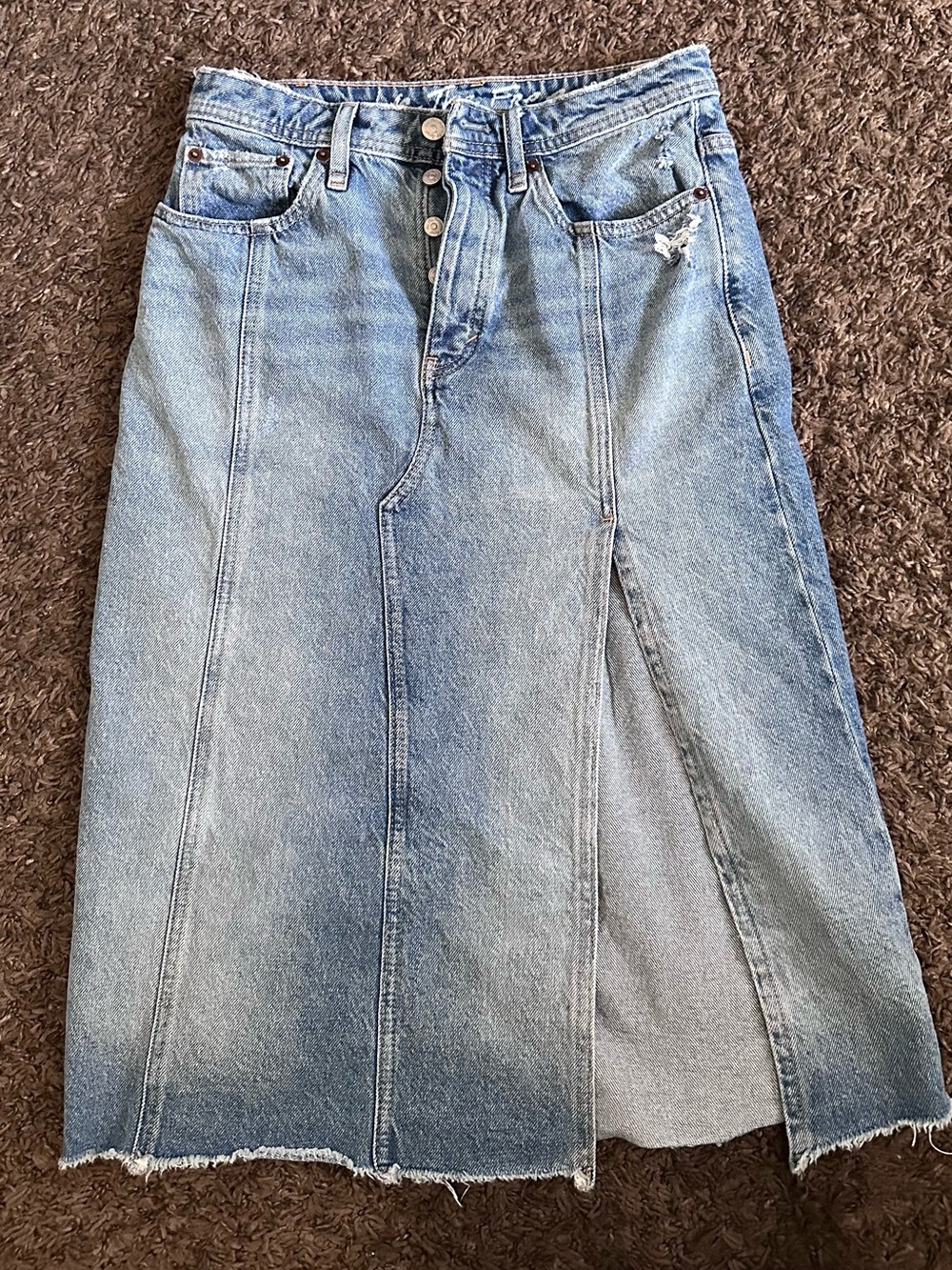 Free people denim midi skirt